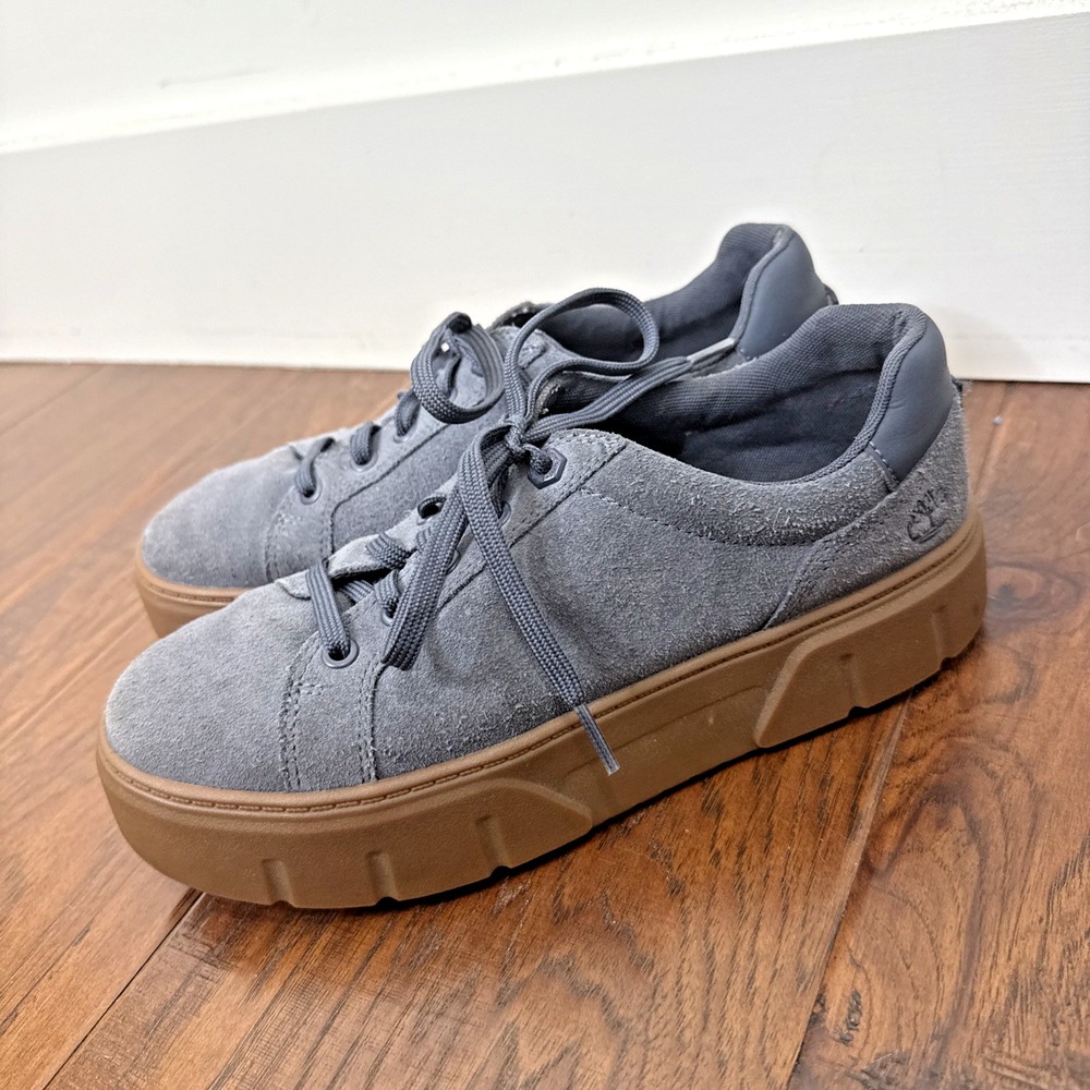 Timberland Platform Laurel Court Suede Lace-Up Sneakers Chunky Blue Women's 7.5